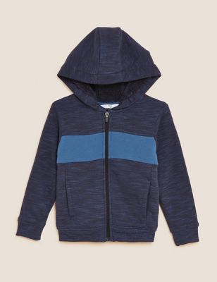 M&S Boys Cotton Rich Borg-Lined Hoodie (2-7 Yrs)