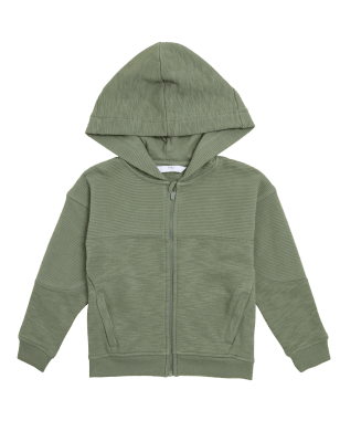 

M&S Collection Sudadera con capucha de algodón con cremallera (2-7 años) - Khaki, Khaki