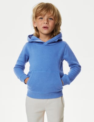 Marks And Spencer Boys M&S Collection Cotton Rich Pullover Hoodies (2-7 Yrs) - Mid Blue