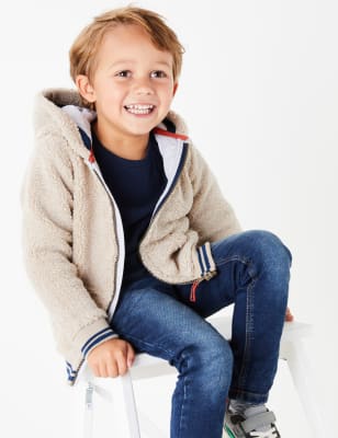 Sweat &agrave; capuche imitation peau de mouton avec fermeture &agrave; glissi&egrave;re (du 3&nbsp;mois au 7&nbsp;ans)