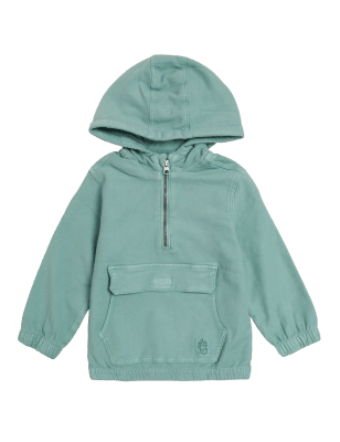 

Boys M&S Collection Cotton Rich Woven Half Zip Hoodie (2-7 Yrs) - Dusted Aqua, Dusted Aqua