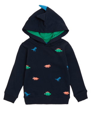 

Boys M&S Collection Cotton Rich Embroidered Dinosaur Hoodie (2-7 Yrs) - Navy Mix, Navy Mix