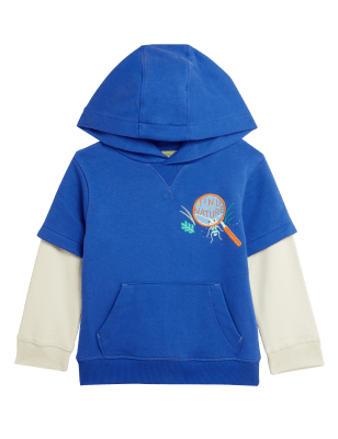 

M&S Collection Hoodie mit hohem Baumwollanteil und Stickerei (2-7 J.) - Mid Blue, Mid Blue
