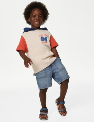 Pure Cotton Short Sleeve Hoodie (2- 8 Yrs)