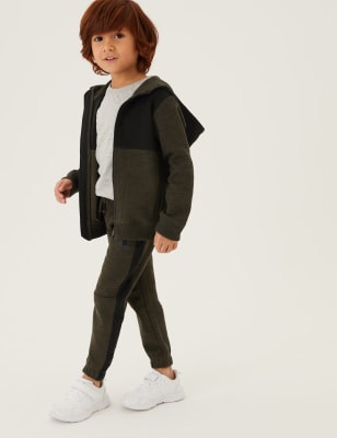 

M&S Collection Sudadera con capucha de algodón de bloques de color (2-7 años) - Khaki Mix, Khaki Mix