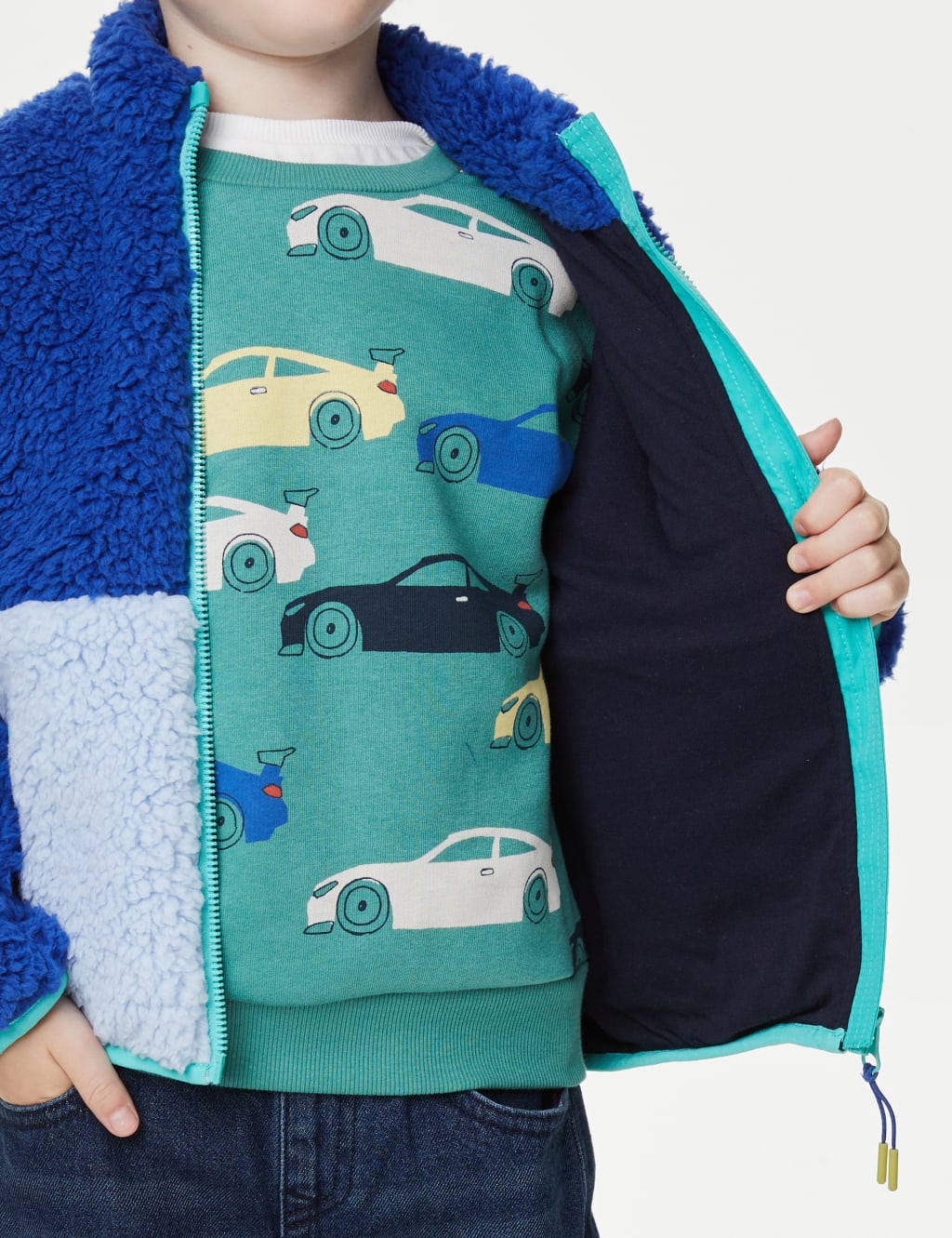 Borg Colourblock Zip Up Jacket (2-8 Yrs) image 5