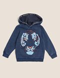Pure Cotton Tiger Embroidered Hoodie