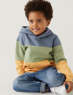 

Sudadera con capucha de algodón de bloques de color (2-8 años) - Multi, Multi