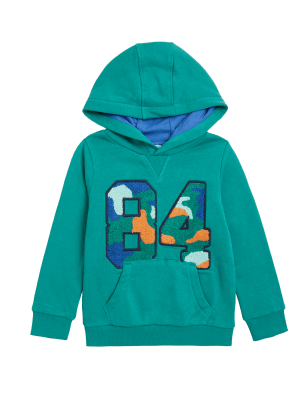 

Boys M&S Collection Cotton Rich 84 Bouclé Hoodie (2-7 Yrs) - Jade, Jade