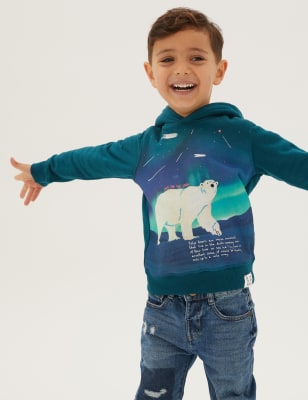 

Boys M&S Collection Cotton Rich Polar Bear Print Hoodie (2-7 Yrs) - Green Mix, Green Mix