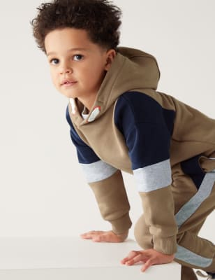 

Boys M&S Collection Cotton Rich Colour Block Hoodie (2-8 Yrs) - Tan, Tan