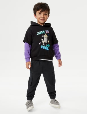 Cotton Rich Layered Varsity Hoodie (2-8 Yrs) | M&S CH