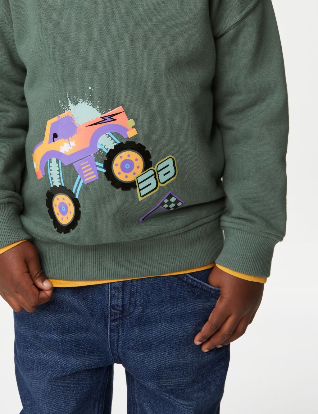 Cotton Rich Monster Truck Hoodie (2-8 Yrs) image 4