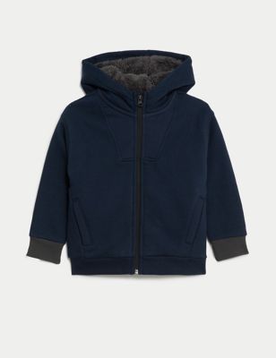 Cotton Rich Borg Lined Zip Hoodie (2-8 Yrs)