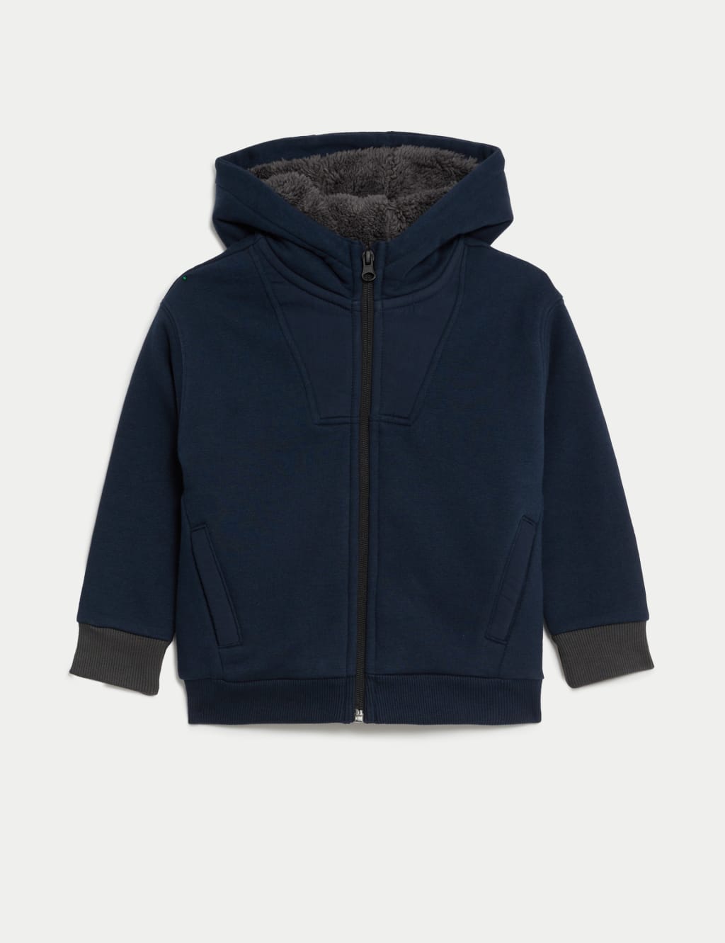 Cotton Rich Borg Lined Zip Hoodie (2-8 Yrs) image 2