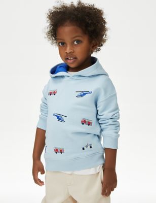 Cotton Rich Embroidered Transport Hoodie (2-8 Yrs)