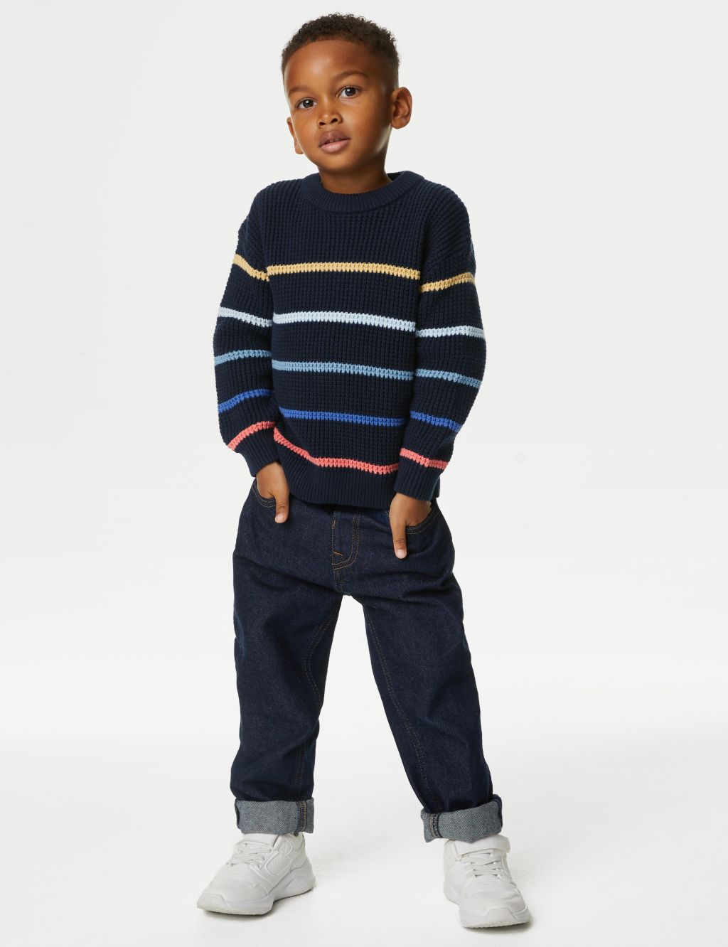 Pure Cotton Striped Knitted Jumper (2-8 Yrs) image 1