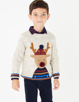 Pull en maille &agrave; motif renne (du 3&nbsp;mois au 7&nbsp;ans)
