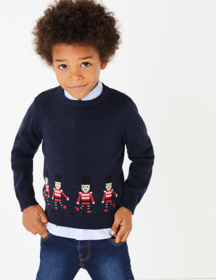 Pull en maille de coton &agrave; motif soldat (du 3&nbsp;mois au 7&nbsp;ans)