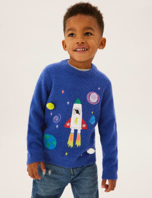 

M&S Collection Jersey de punto con diseño espacial (2-7 años) - Dark Blue Mix, Dark Blue Mix