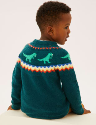 Fair Isle Dinosaur Knitted Jumper (2-7 Yrs)