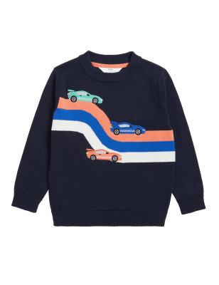 

M&S Collection Jersey 100% algodón con diseño de coches (2-7 años) - Navy, Navy