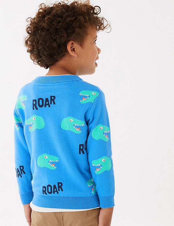 Pure Cotton Knitted Dinosaur Jumper (2-7 Yrs)