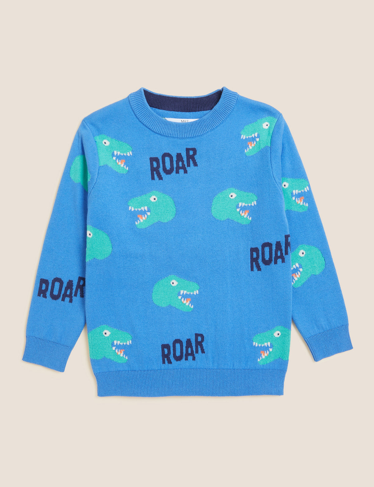 Pure Cotton Knitted Dinosaur Jumper