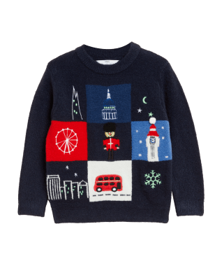 

Boys M&S Collection Knitted London Jumper (2-7 Yrs) - Navy Mix, Navy Mix