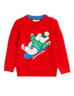 

M&S Collection Strickpullover mit Eisbärmotiv (2-7 J.) - Red, Red