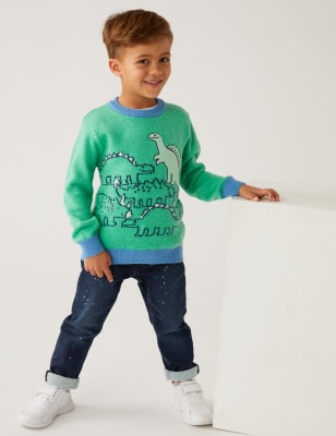 

Boys M&S Collection Cotton Rich Dinosaur Jumper (2-8 Yrs) - Medium Green, Medium Green