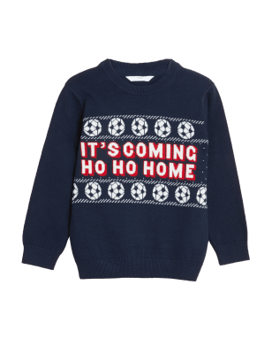 

Boys M&S Collection Mini Me Pure Cotton Football Christmas Jumper - Navy, Navy