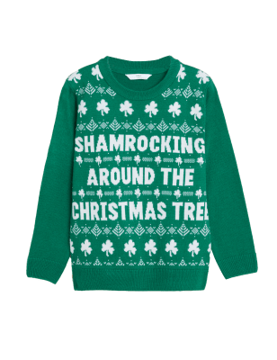 

Boys M&S Collection Mini Me Irish Christmas Jumper (2 - 7 Yrs) - Green Mix, Green Mix