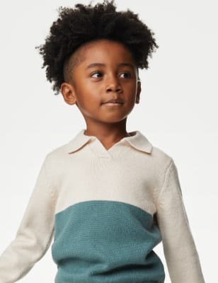 

Boys M&S Collection Cotton Blend Colour Block Jumper (2-8 Yrs) - Green Mix, Green Mix