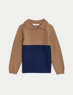 Cotton Blend Colour Block Jumper (2-8 Yrs)