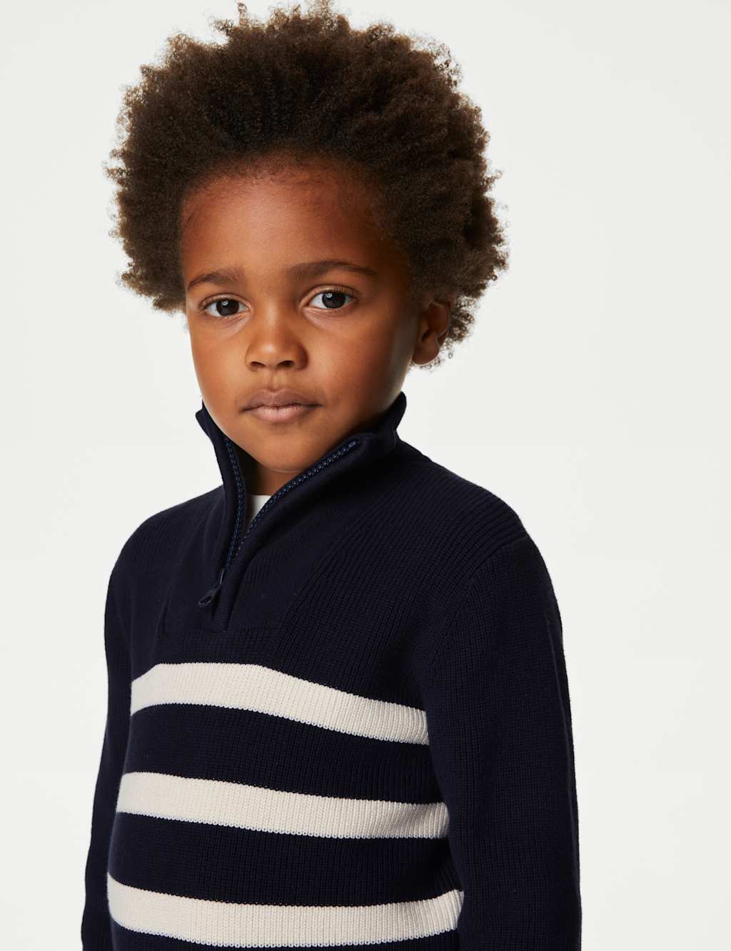 Cotton Rich Striped Half Zip Jumper (2-8 Yrs) image 1