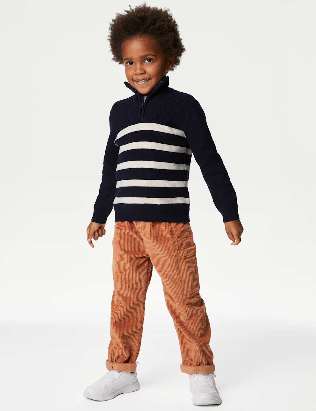 Cotton Rich Striped Half Zip Jumper (2-8 Yrs) image 3