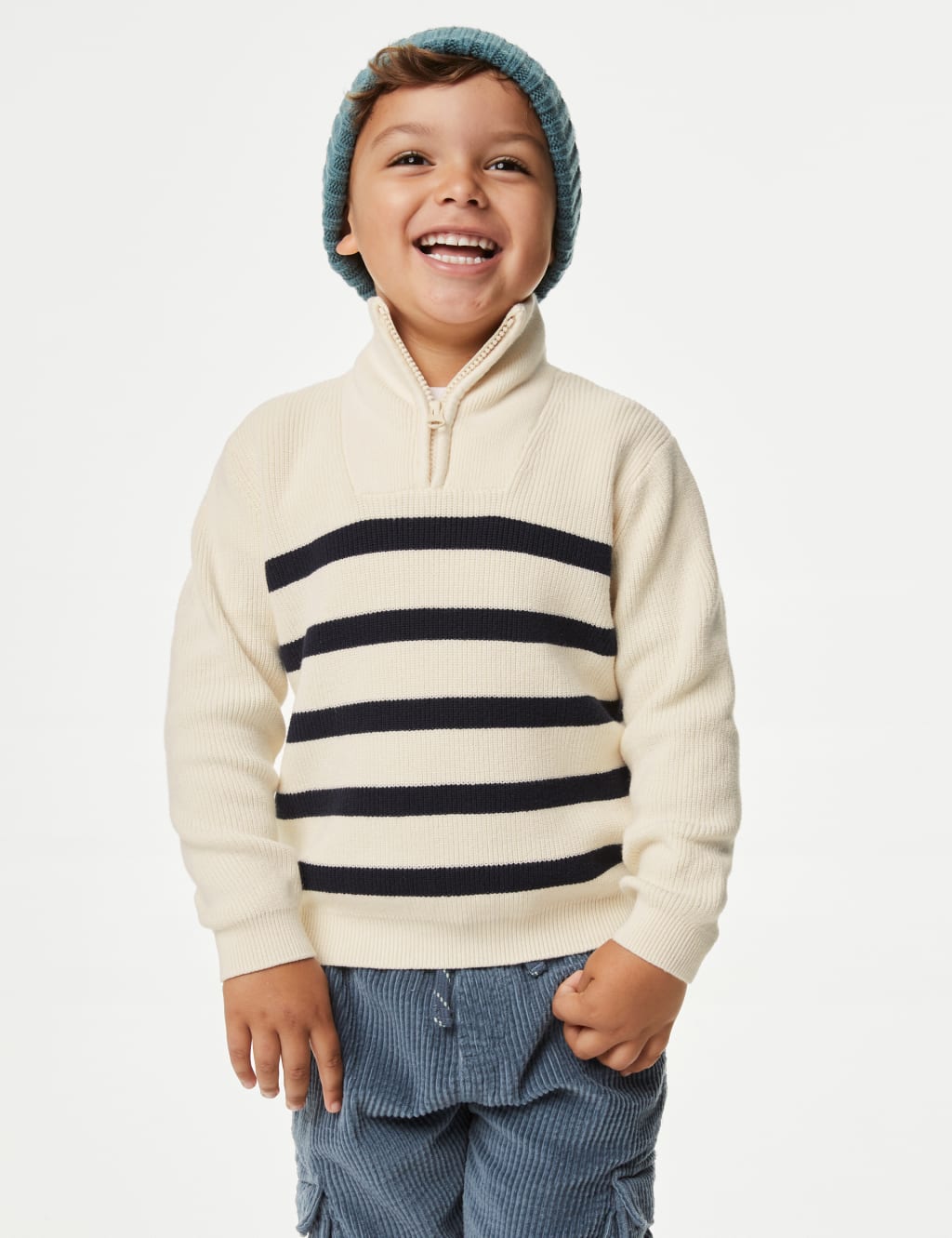 Cotton Rich Striped Half Zip Jumper (2-8 Yrs) image 3