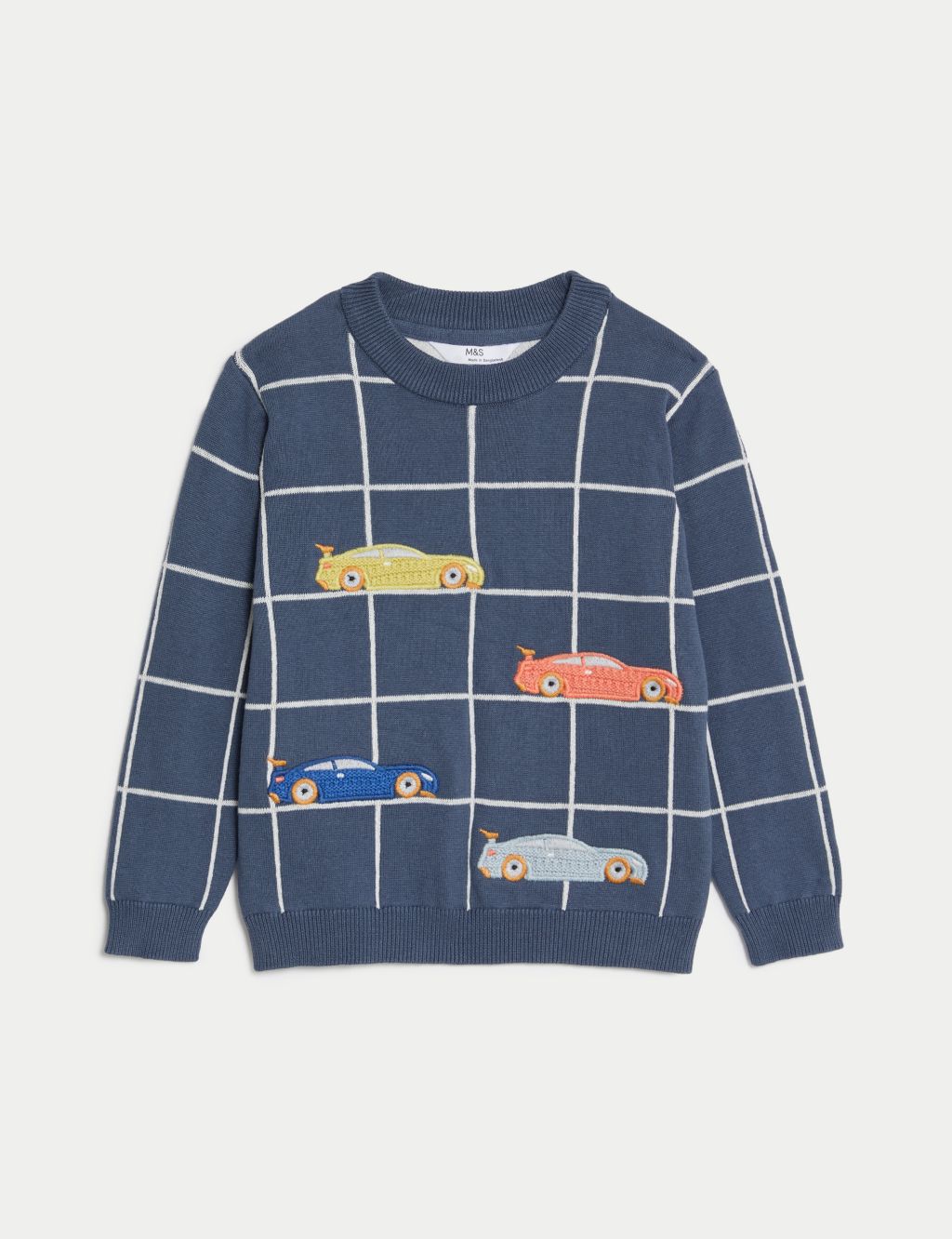 Pure Cotton Car Knitted Jumper (2-8 Yrs) image 2