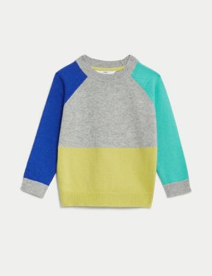 Cotton Rich Colour Block Knitted Jumper (2-8 Yrs)
