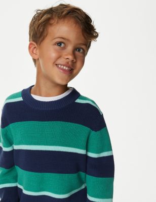 Pure Cotton Knitted Striped Jumper (2-8 Yrs)