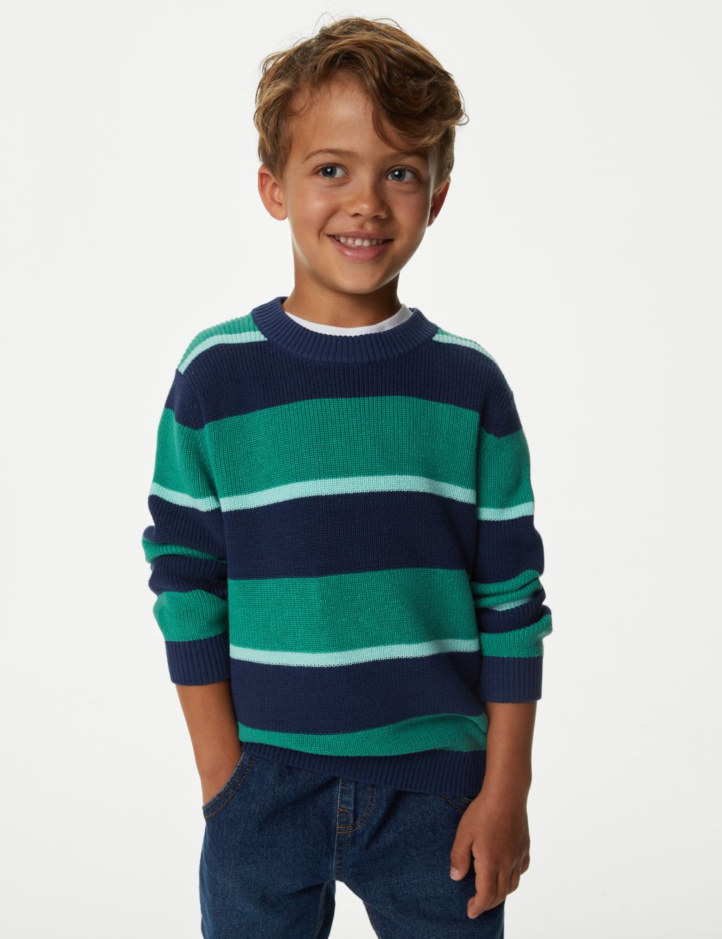 Pure Cotton Knitted Striped Jumper (2-8 Yrs) image 3