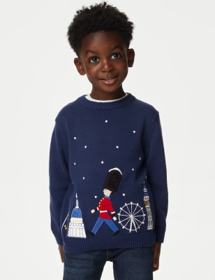 

Boys M&S Collection Pure Cotton London Embroidered Jumper (2-8 Yrs) - Navy Mix, Navy Mix