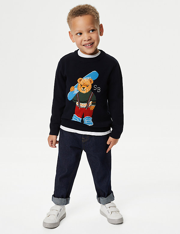 Pure Cotton Spencer Bear™ Knitted Jumper (2-8 Yrs) - GR