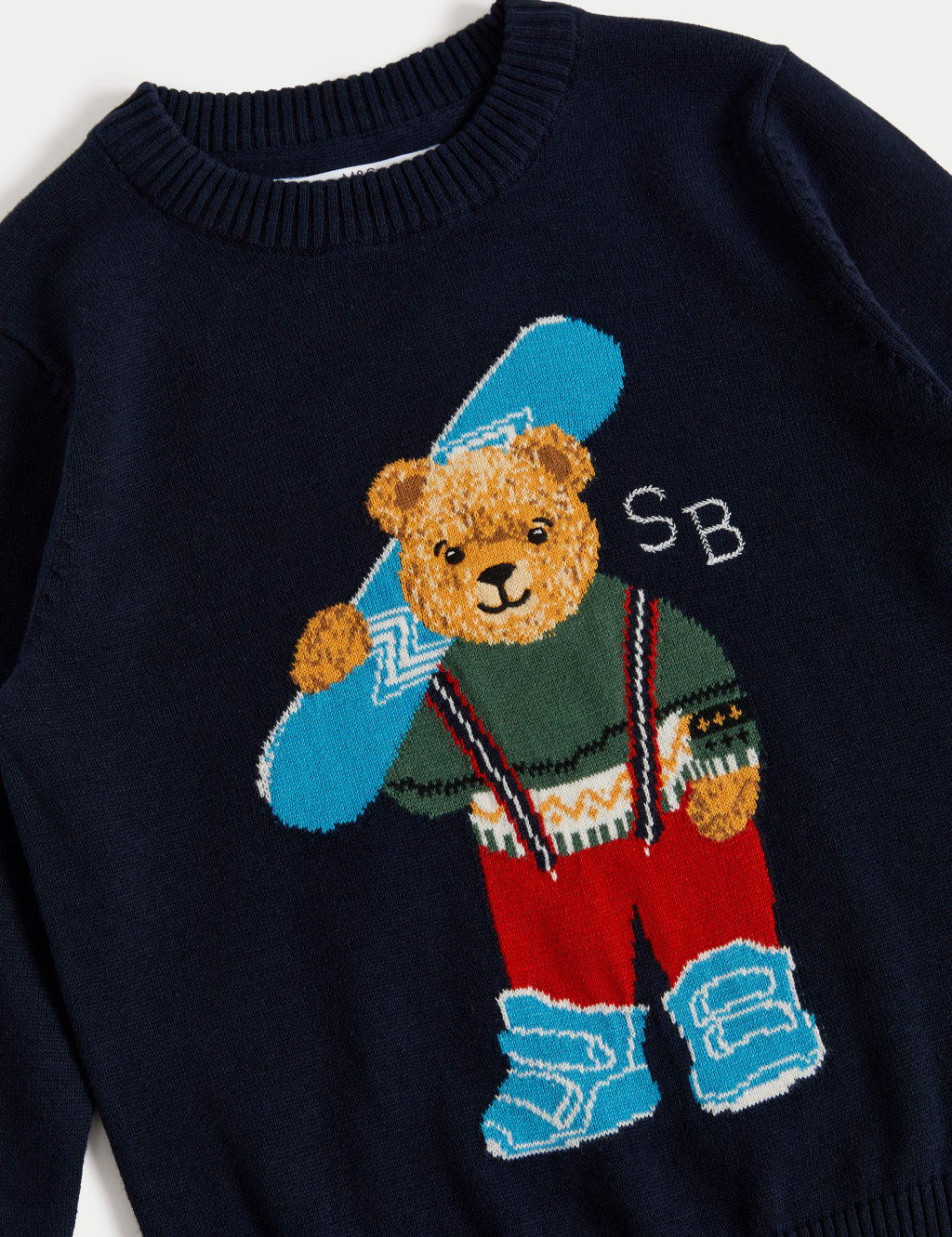 Pure Cotton Spencer Bear™ Knitted Jumper (2-8 Yrs) image 2