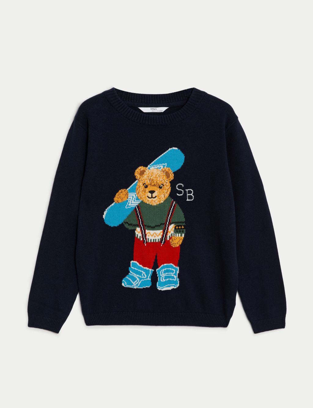 Pure Cotton Spencer Bear™ Knitted Jumper (2-8 Yrs) image 1