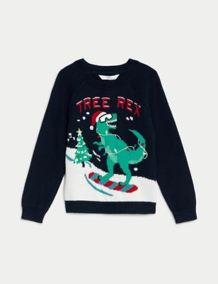 Light Up Christmas Dinosaur Knitted Jumper (2-8 Yrs)