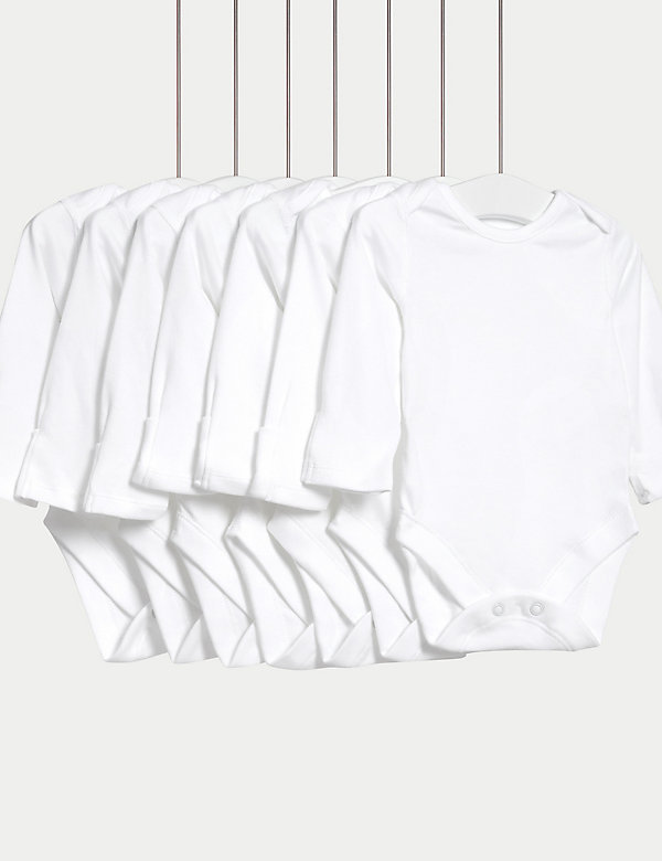 7pk Pure Cotton Long Sleeve Bodysuits (5lbs-3 Yrs) - HR