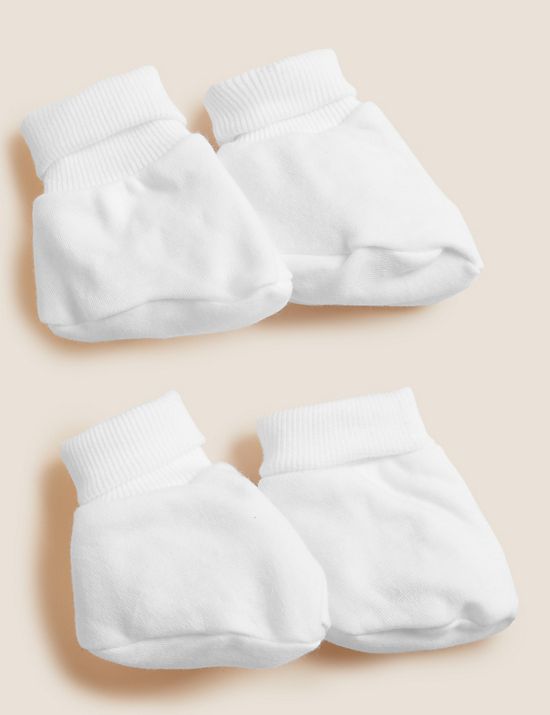 2pk Pure Cotton Booties (0-12 Mths) 
