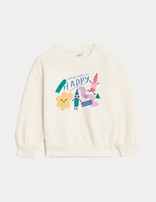 

Girls M&S Collection Adaptive Cotton Rich Slogan Sweatshirt (2-8 Years) - Oatmeal Mix, Oatmeal Mix